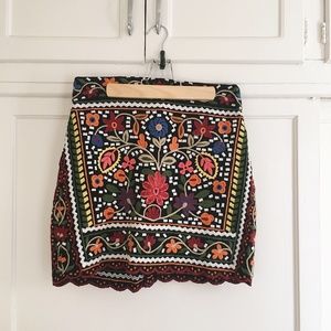 Zara Floral Embroidered Mini Skirt